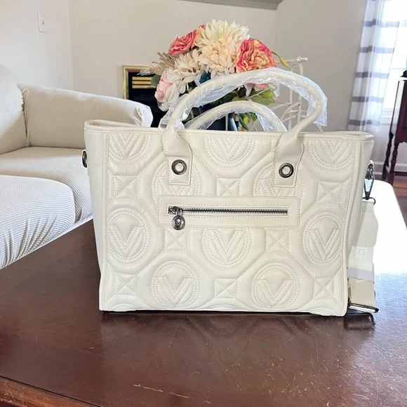 Valentino Cream Satchel with Quilted Heart Design - Picture 2 of 10